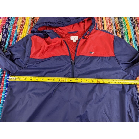 Vineyard Vines Mens M Lightweight Hooded Colorblock Windbreaker Jacket Navy Red - Picture 10 of 12